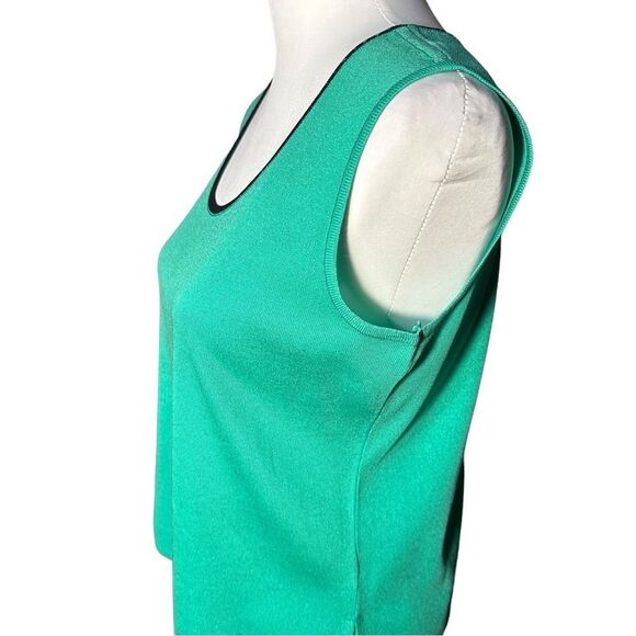 Ming Wang Green with Black Beaded Trim Round Neck Sleeveless Knit Top Sz Small - Picture 4 of 9
